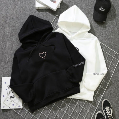 Heart Hoodies Sweatshirts 2019 Women Casual Kawaii Harajuku New Sweat Punk for Girls Clothing European Tops Korean