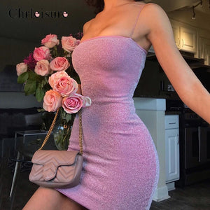 Chrleisure Sexy Nightclub Thin Shoulder Strap Dress Summer Slim Women's Mini Tight Dress Women's Short Dress