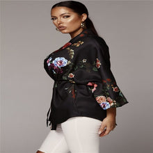 Load image into Gallery viewer, Womens Casual Tops Blouse Long Sleeve Robs Floral Shirt Wedding Robe Gown Sleepwear Rob