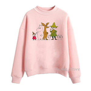 Cute Whisky Design Moomins hoodies women harajuku kawaii hoodie pink funny sudadera mujer winter clothes tracksuit sweatshirts