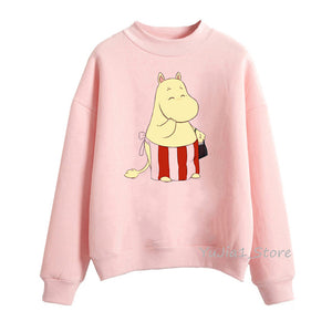 Cute Whisky Design Moomins hoodies women harajuku kawaii hoodie pink funny sudadera mujer winter clothes tracksuit sweatshirts