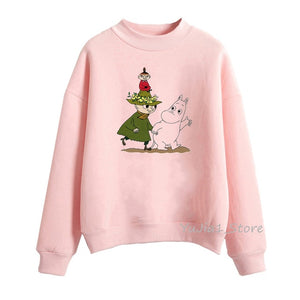 Cute Whisky Design Moomins hoodies women harajuku kawaii hoodie pink funny sudadera mujer winter clothes tracksuit sweatshirts