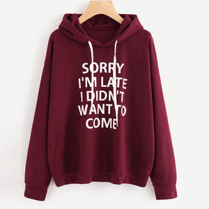 Funny Letter Print Lady Hoodies Fall-Winter Sweatshirt Women Loose Korean Style Sweatshirts Streetwear Hoodie Pullovers S-3XL