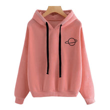 Load image into Gallery viewer, 2019 Autumn Women Hoodies Casual Planet Print Solid Color Loose Drawstring Sweatshirt Fashion Long Sleeve Hooded Female Tops