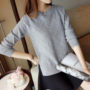 Fashion Ladies Full Sleeve Women Knitting Sweater Solid O-Neck Pullover Jumper Female Sweater Casual Knitted Girls Sweaters