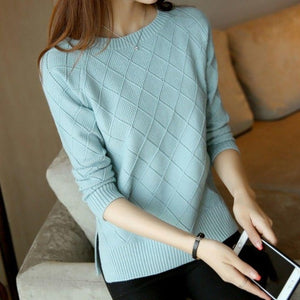 Fashion Ladies Full Sleeve Women Knitting Sweater Solid O-Neck Pullover Jumper Female Sweater Casual Knitted Girls Sweaters