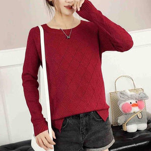 Fashion Ladies Full Sleeve Women Knitting Sweater Solid O-Neck Pullover Jumper Female Sweater Casual Knitted Girls Sweaters