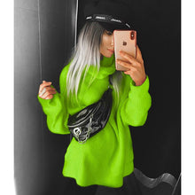 Load image into Gallery viewer, Fashion Turtleneck Oversized Sweater Winter Clothes Women Neon Green Pink Orange Pullover Ladies Knit Tops