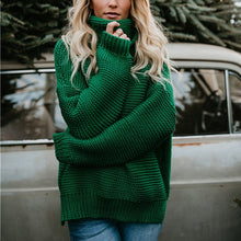 Load image into Gallery viewer, Danjeaner Women Retro Turtleneck Knitted Long Pullovers Autumn Winter Casual Loose Solid Sweaters Thick Knitting Jumper Pull