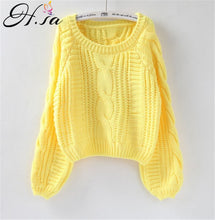 Load image into Gallery viewer, H.SA Roupas femininas Women Pull Sweaters 2018 New Yellow Sweater Jumpers Candy Color Harajuku Chic Short Sweater Twisted Pull