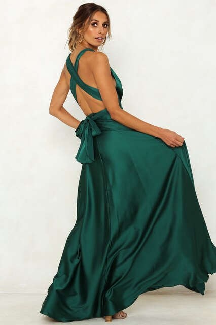 NiceMix 2019 ever pretty evening dressed long women's v-neck chiffon fomal gowns simple green sleeveless rob de soiree longue