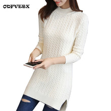 Load image into Gallery viewer, Medium long pullover sweater female spring new loose bag hip bottoming Tops ladies solid color split fork slim knit jacket women