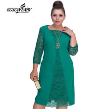 Load image into Gallery viewer, Big Size Elegant Long sleeves Patchwork Lace Dress L-6XL 2019 Spring Dress Women Dresses Plus Size Women Clothing Vestidos