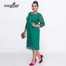 Load image into Gallery viewer, Big Size Elegant Long sleeves Patchwork Lace Dress L-6XL 2019 Spring Dress Women Dresses Plus Size Women Clothing Vestidos