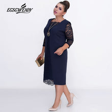 Load image into Gallery viewer, Big Size Elegant Long sleeves Patchwork Lace Dress L-6XL 2019 Spring Dress Women Dresses Plus Size Women Clothing Vestidos