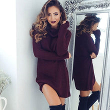 Load image into Gallery viewer, Ladies Winter Clothing Dresses Warm Long Sleeve Knitted Sweater Mini Dress vestivo robe Autumn Winter Clothes Women Women