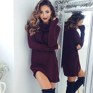 Ladies Winter Clothing Dresses Warm Long Sleeve Knitted Sweater Mini Dress vestivo robe Autumn Winter Clothes Women Women